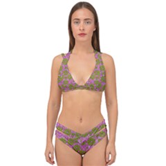 Paradise Flowers In Bohemic Floral Style Double Strap Halter Bikini Set by pepitasart