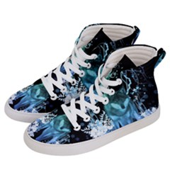 Amazing Wolf With Flowers, Blue Colors Men s Hi-top Skate Sneakers by FantasyWorld7