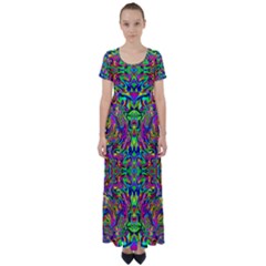 Colorful-15 High Waist Short Sleeve Maxi Dress by ArtworkByPatrick
