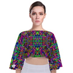 Colorful-15 Tie Back Butterfly Sleeve Chiffon Top by ArtworkByPatrick