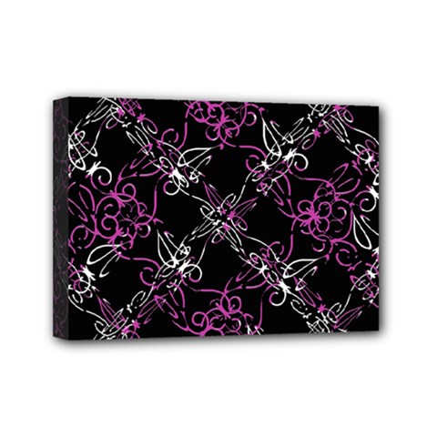 Dark Intersecting Lace Pattern Mini Canvas 7  X 5  by dflcprints