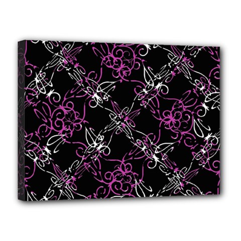 Dark Intersecting Lace Pattern Canvas 16  X 12  by dflcprints