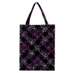 Dark Intersecting Lace Pattern Classic Tote Bag by dflcprints