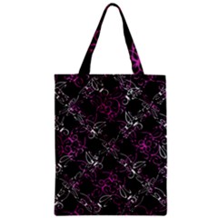 Dark Intersecting Lace Pattern Zipper Classic Tote Bag by dflcprints