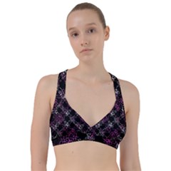 Dark Intersecting Lace Pattern Sweetheart Sports Bra by dflcprints