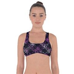 Dark Intersecting Lace Pattern Got No Strings Sports Bra by dflcprints