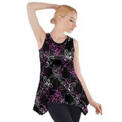 Dark Intersecting Lace Pattern Side Drop Tank Tunic by dflcprints