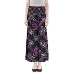 Dark Intersecting Lace Pattern Full Length Maxi Skirt by dflcprints