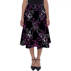 Dark Intersecting Lace Pattern Perfect Length Midi Skirt by dflcprints