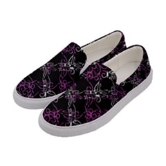 Dark Intersecting Lace Pattern Women s Canvas Slip Ons by dflcprints