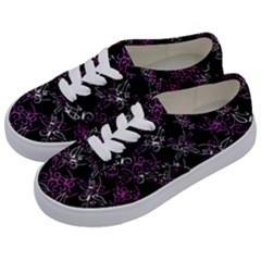 Dark Intersecting Lace Pattern Kids  Classic Low Top Sneakers by dflcprints