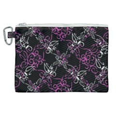 Dark Intersecting Lace Pattern Canvas Cosmetic Bag (xl) by dflcprints
