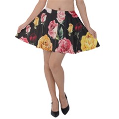 Colored Roses Velvet Skater Skirt by CasaDiModa