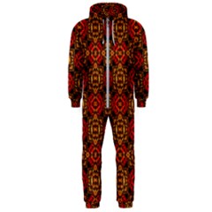 Colorful Ornate Pattern Design Hooded Jumpsuit (men) 