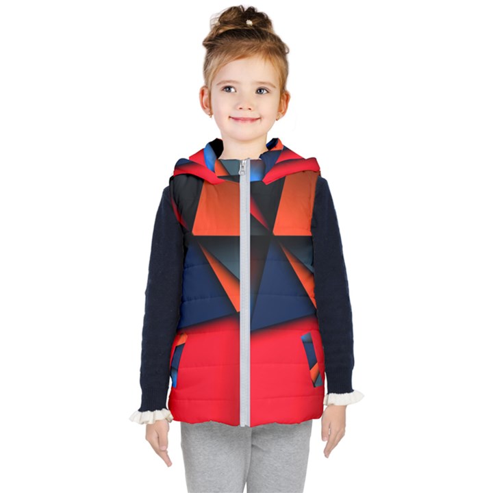 3d And Abstract Kid s Hooded Puffer Vest