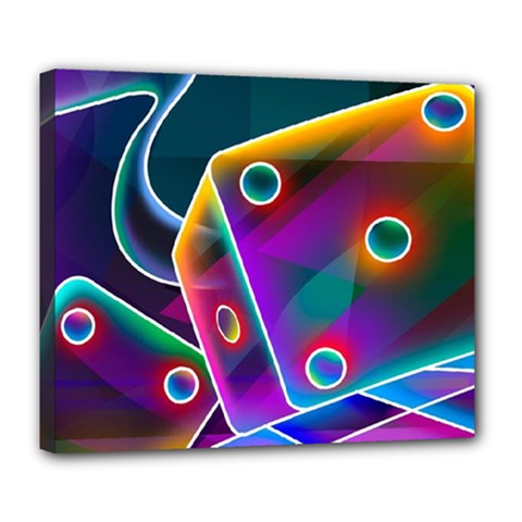 3d Cube Dice Neon Deluxe Canvas 24  X 20   by Sapixe