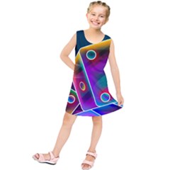 3d Cube Dice Neon Kids  Tunic Dress by Sapixe