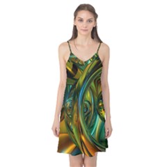 3d Transparent Glass Shapes Mixture Of Dark Yellow Green Glass Mixture Artistic Glassworks Camis Nightgown by Sapixe