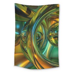 3d Transparent Glass Shapes Mixture Of Dark Yellow Green Glass Mixture Artistic Glassworks Large Tapestry by Sapixe
