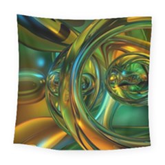 3d Transparent Glass Shapes Mixture Of Dark Yellow Green Glass Mixture Artistic Glassworks Square Tapestry (large) by Sapixe