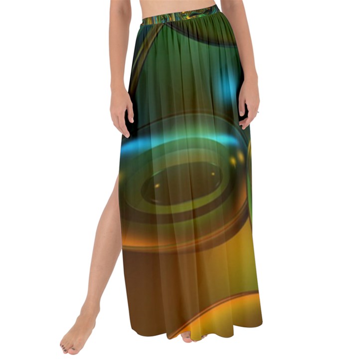 3d Transparent Glass Shapes Mixture Of Dark Yellow Green Glass Mixture Artistic Glassworks Maxi Chiffon Tie-Up Sarong