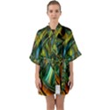 3d Transparent Glass Shapes Mixture Of Dark Yellow Green Glass Mixture Artistic Glassworks Quarter Sleeve Kimono Robe View1