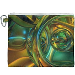 3d Transparent Glass Shapes Mixture Of Dark Yellow Green Glass Mixture Artistic Glassworks Canvas Cosmetic Bag (xxxl)