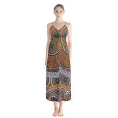 Aboriginal Traditional Pattern Button Up Chiffon Maxi Dress