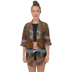 Aboriginal Traditional Pattern Open Front Chiffon Kimono by Sapixe