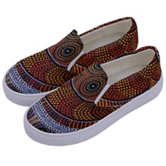 Aboriginal Traditional Pattern Kids  Canvas Slip Ons by Sapixe
