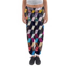 Abstract Multicolor Cubes 3d Quilt Fabric Women s Jogger Sweatpants