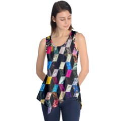 Abstract Multicolor Cubes 3d Quilt Fabric Sleeveless Tunic