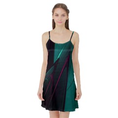 Abstract Green Purple Satin Night Slip by Sapixe