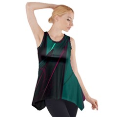 Abstract Green Purple Side Drop Tank Tunic