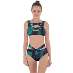 Abstract Green Purple Bandaged Up Bikini Set 