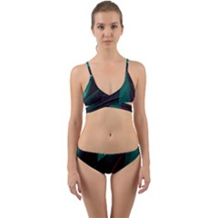 Abstract Green Purple Wrap Around Bikini Set by Sapixe