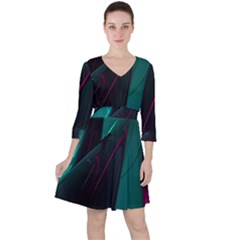 Abstract Green Purple Ruffle Dress