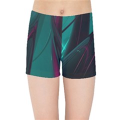 Abstract Green Purple Kids Sports Shorts by Sapixe