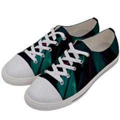 Abstract Green Purple Women s Low Top Canvas Sneakers