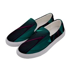 Abstract Green Purple Women s Canvas Slip Ons