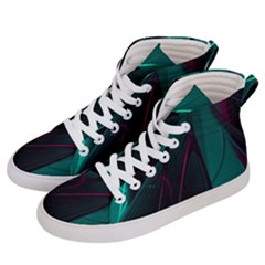 Abstract Green Purple Men s Hi-top Skate Sneakers by Sapixe