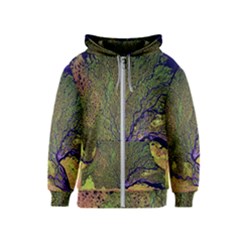Lena River Delta A Photo Of A Colorful River Delta Taken From A Satellite Kids  Zipper Hoodie by Simbadda