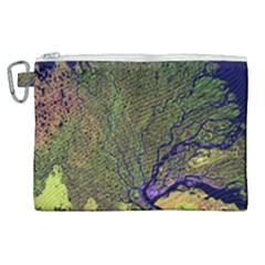 Lena River Delta A Photo Of A Colorful River Delta Taken From A Satellite Canvas Cosmetic Bag (xl) by Simbadda