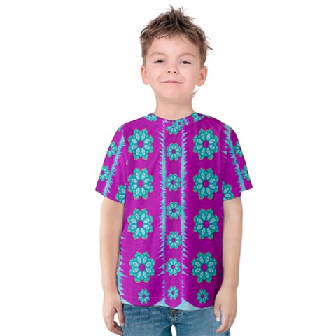 Fern Decorative In Some Mandala Fantasy Flower Style Kids  Cotton Tee by pepitasart