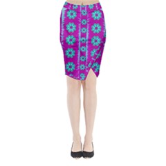 Fern Decorative In Some Mandala Fantasy Flower Style Midi Wrap Pencil Skirt by pepitasart