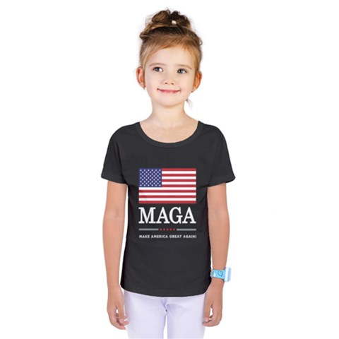 Maga Make America Great Again With Us Flag On Black Kids  One Piece Tee by snek