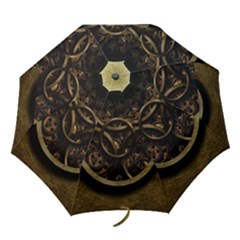 Abstract Steampunk Textures Golden Folding Umbrellas