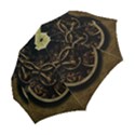 Abstract Steampunk Textures Golden Folding Umbrellas View2