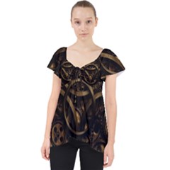 Abstract Steampunk Textures Golden Lace Front Dolly Top
