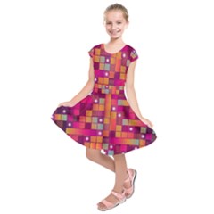 Abstract Background Colorful Kids  Short Sleeve Dress